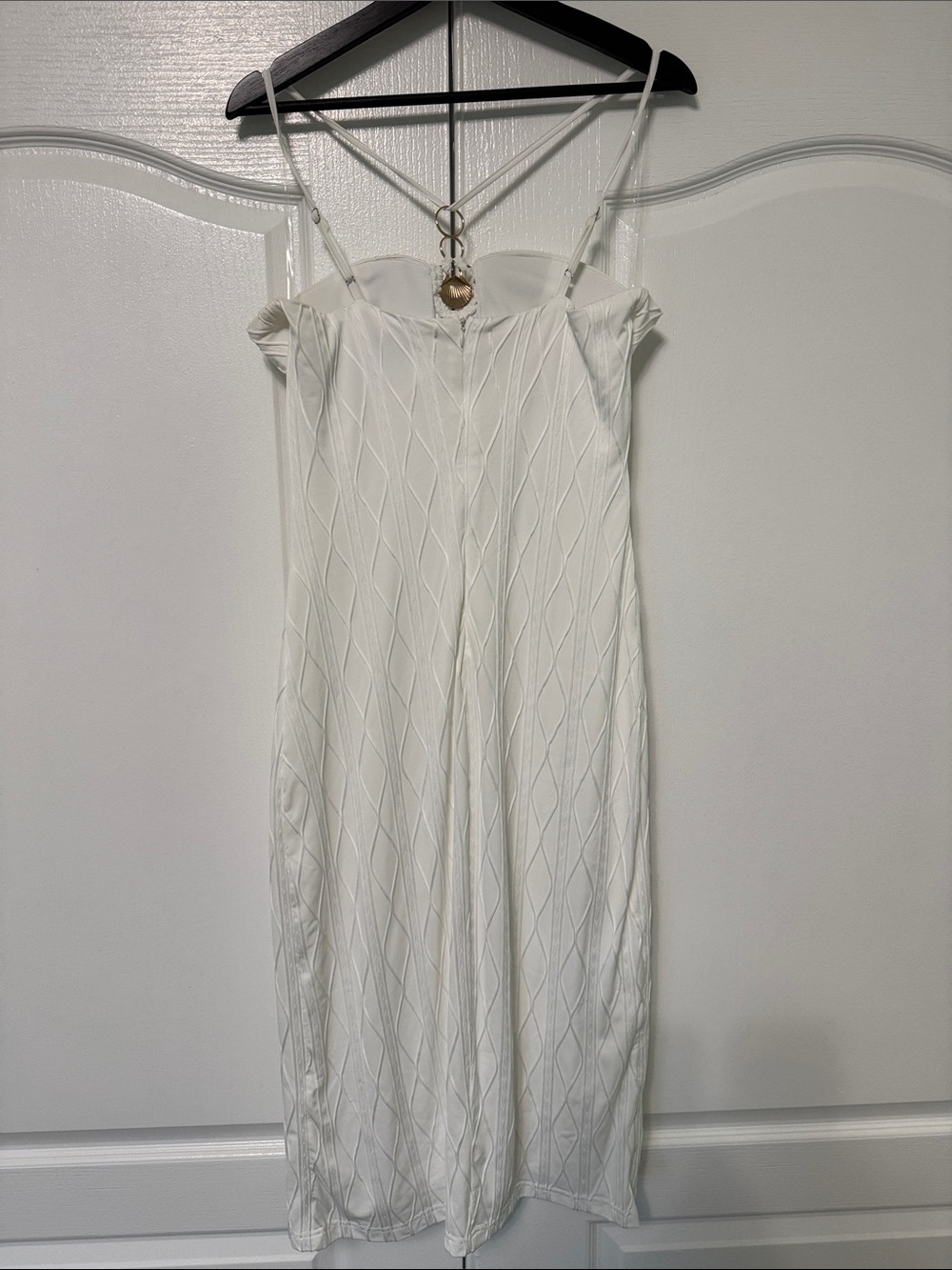Fashion Nova White Strapless Midi Dress with Gold Accent Size L - Picture 6 of 7